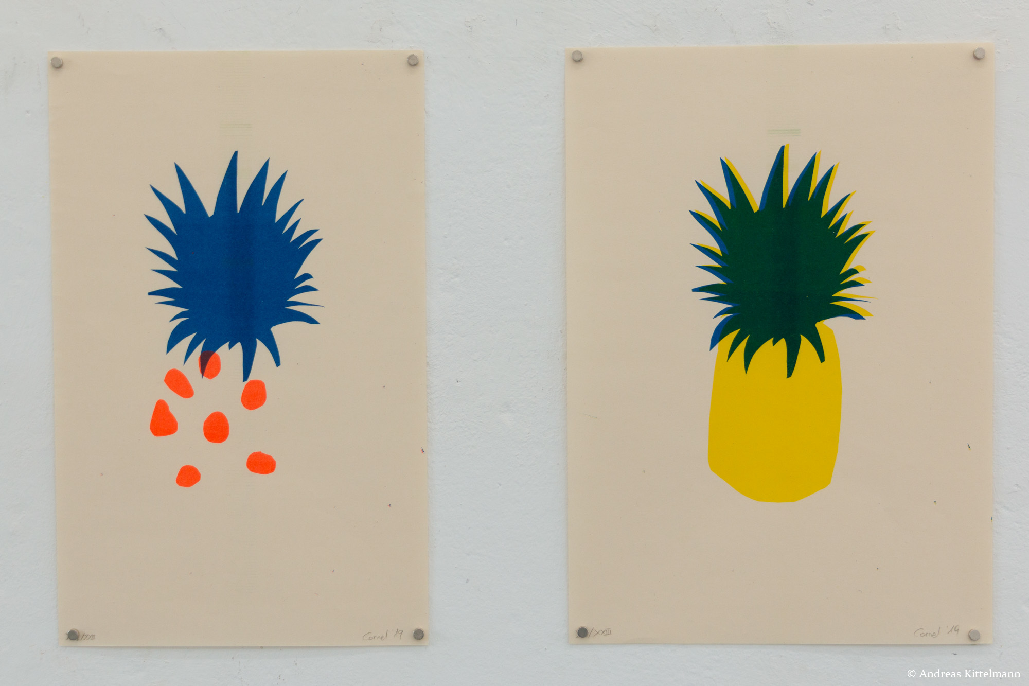 Cornel Entfellner, ananas III - IV, 2019, Risographie A3, ca. 42 x 30 cm