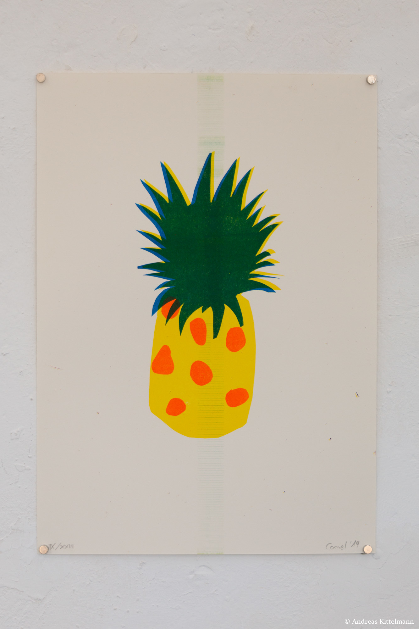 Cornel Entfellner, ananas V, 2019, Risographie A3, ca. 42 x 30 cm