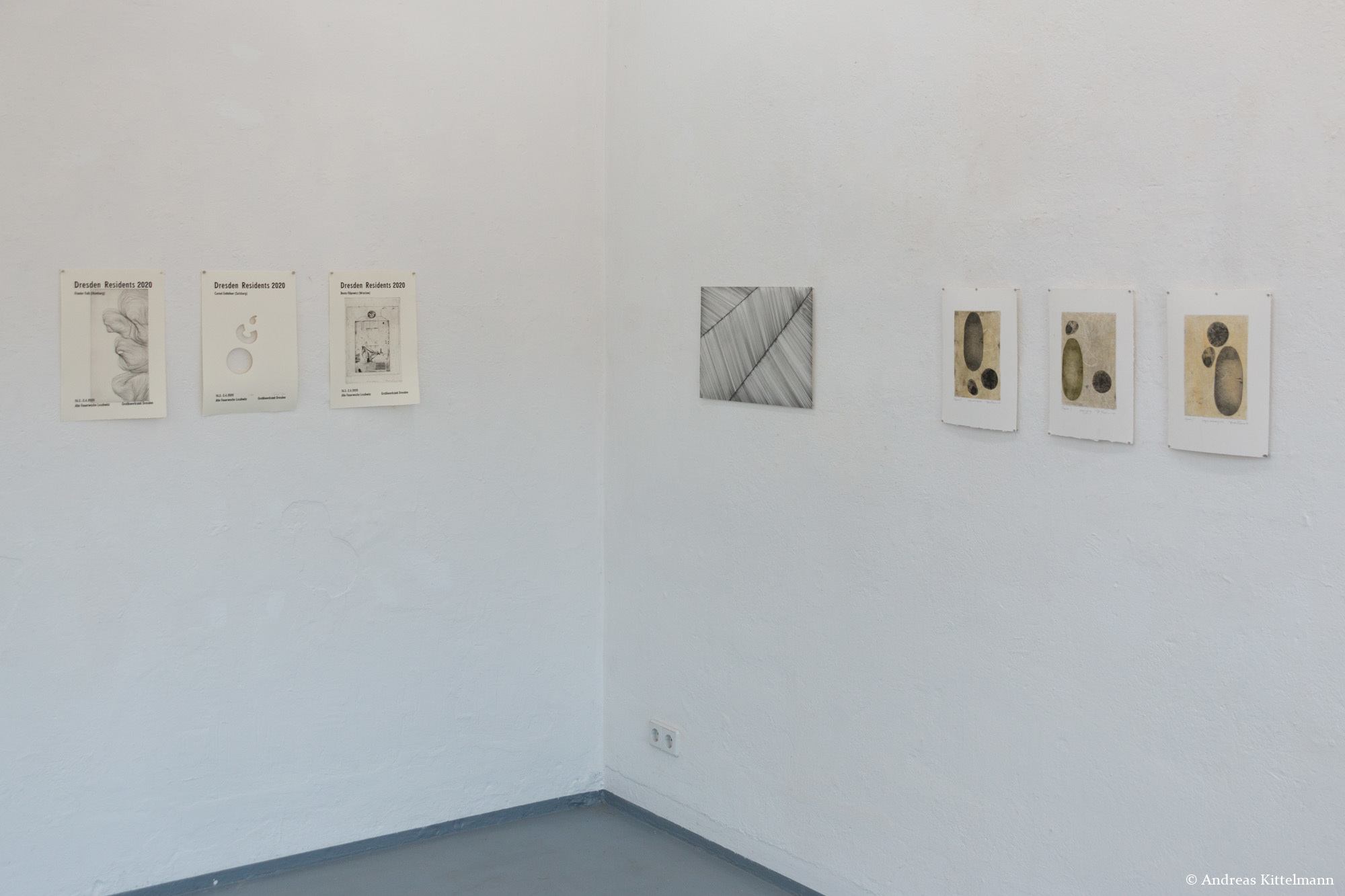 Ausstellungsansicht Dresden Residents 2020 #1 – Cornel Entfellner, Frieder Falk, Beata Filipowicz
